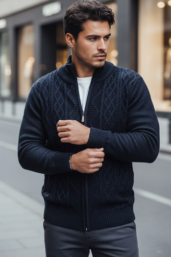 Herren Pullover ohne Knöpfe navy blau Dstreet WX2250z