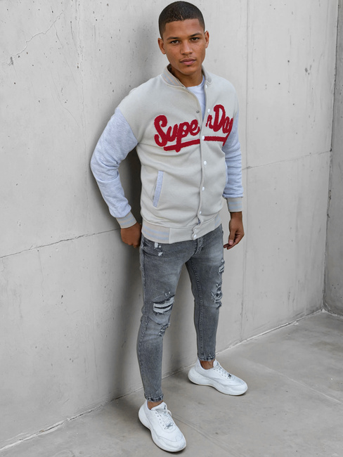 Herren Sweatshirt mit Reißverschluss in Ecru Dstreet BX5445