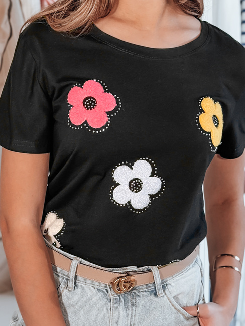 Damen T-Shirt mit Blumenmuster DAISYLA schwarz Dstreet RY2744