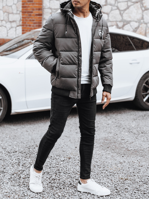 Herren Steppwinterjacke mit Kapuze grau Dstreet TX5073