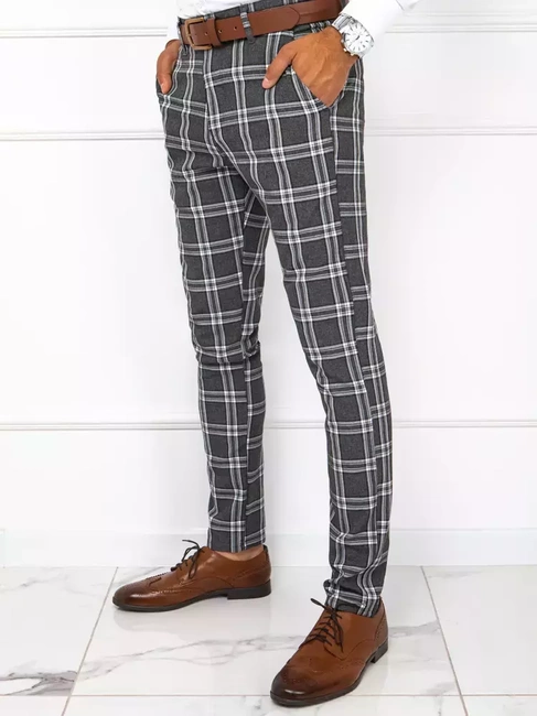Herren Chinohose Kariert Dunkelgrau Dstreet UX3776