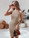 GLAMMID Gestreiftes Midikleid in dunklem Beige Dstreet EY2603