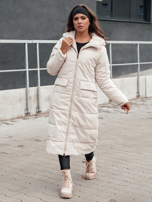 Damen Winterjacke GLAMPUFF beidseitig gesteppt mit Kapuze beige Dstreet TY4605