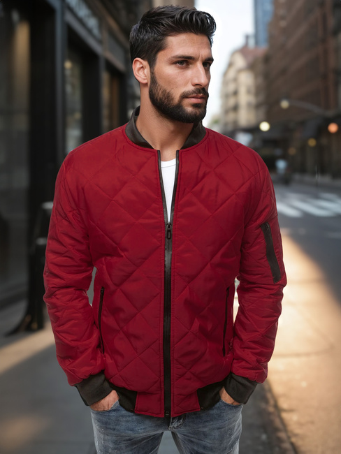 Herren Gesteppte Bomberjacke Weinrot Dstreet TX2209