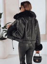 Damen Winter Lederjacke mit Kunstpelz schwarz Dstreet TY5209