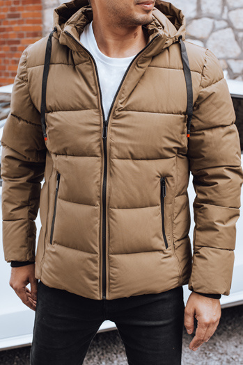 Herren Steppwinterjacke mit Kapuze camel Dstreet TX5067