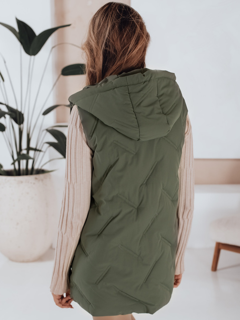 Lange Steppweste für Damen mit Kapuze grün Dstreet TY5106