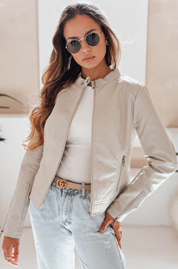 Damen Leder Ramones Jacke LOVEBIKER grau Dstreet TY5214