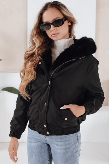 Damen Winterjacke VESSADA kurz mit Fell schwarz Dstreet TY5059
