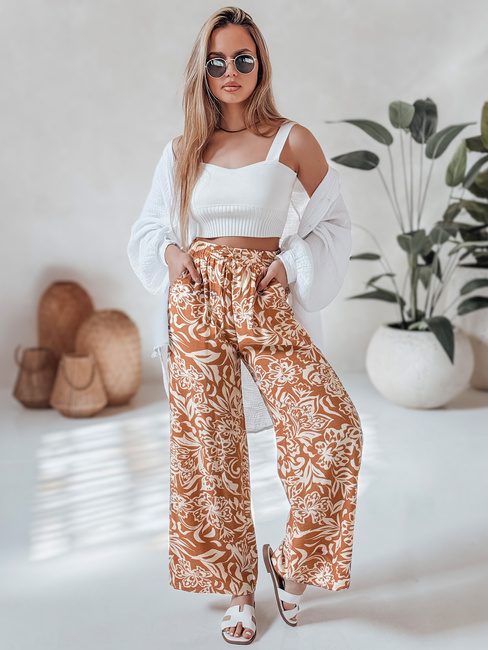 Damen Stoffhose mit weitem Bein TROPICAL SUN camel Dstreet UY2633