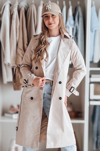 Langer Damenmantel mit Gürtel SLIMFOTA weiß Dstreet NY0745