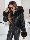 Damen Lederjacke mit Kunstfell schwarz Dstreet TY5128