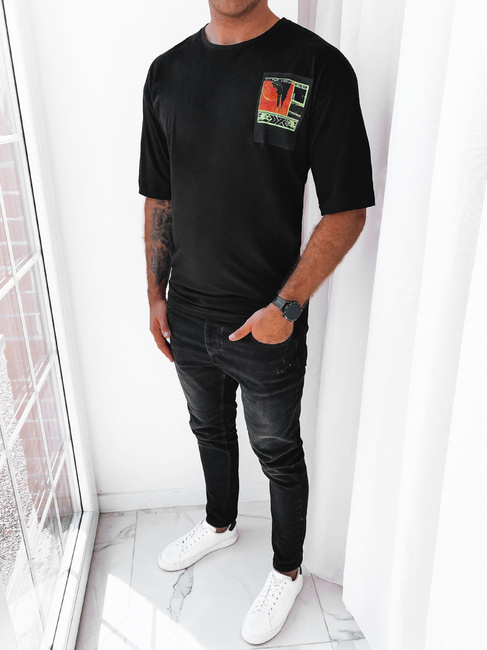 Herren T-shirt mit Aufdruck Schwarz Dstreet RX5304