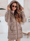 Damen Stepp-Winterjacke mit Kapuze dunkelbeige Dstreet TY5093