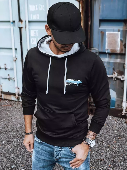 Herren Kapuzenpullover mit Aufdruck Schwarz Dstreet BX5382