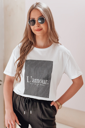 Damen T-shirt mit Aufdruck LAMOUR Farbe Weiß DSTREET RY2588