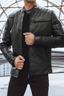 Herren Kunstleder Jacke Schwarz Dstreet TX4229