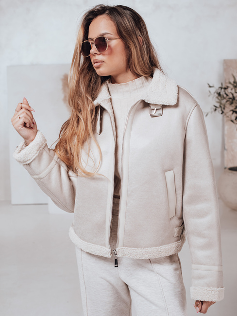 Damen Wildleder Schafsfell Mantel KASAMIRA weiß Dstreet TY4739