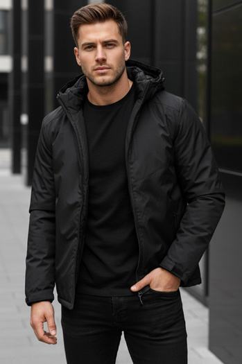 Herren Winterjacke mit Kapuze schwarz Dstreet TX5119