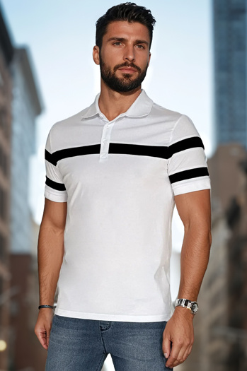 Herren Poloshirt mit Streifen weiß Dstreet PX0628