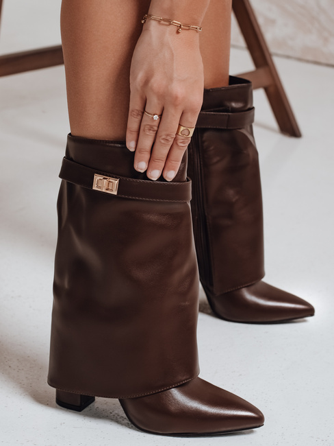 Damen Stöckelschuhe mit breitem Schaft braun Dstreet ZY1117