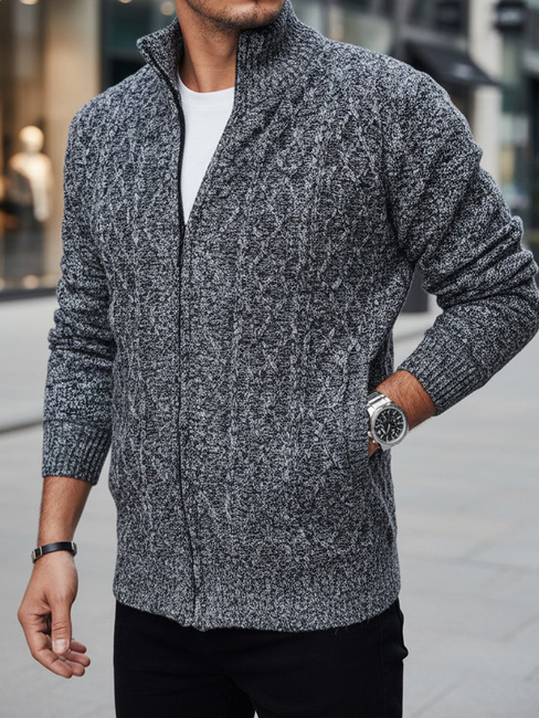 Grauer Herren-Pullover ohne Knöpfe Dstreet WX2251z