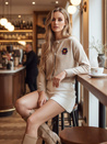 Damen Einheitsgröße Pullover mit Stickerei AMELIE beige Dstreet MY2469