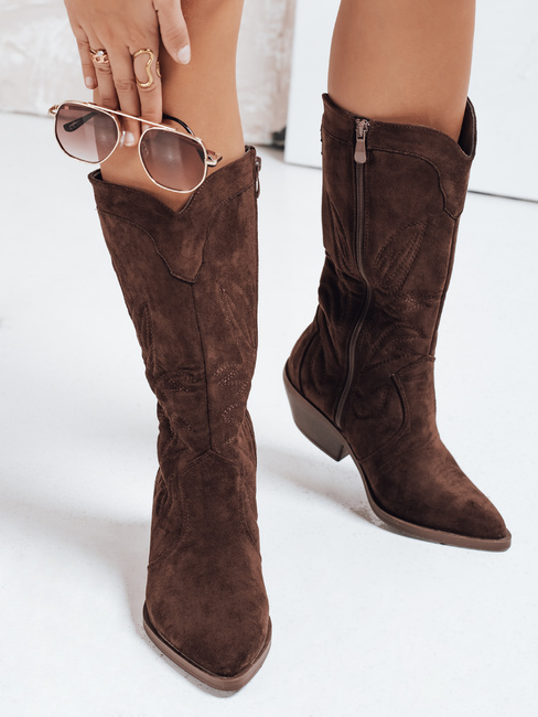 Damen Wildleder Cowboystiefel braun Dstreet ZY1160