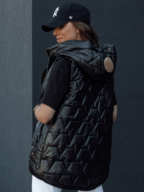 Damen Steppweste mit Kapuze GLITZY schwarz Dstreet TY4447