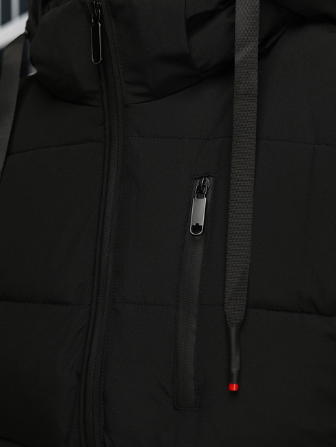 Herren Steppwinterjacke mit Kapuze schwarz Dstreet TX5117