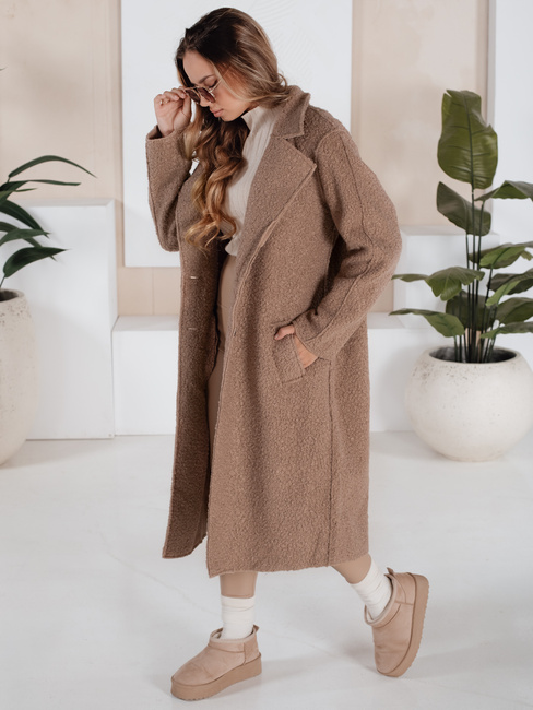 Langer Schafsfellmantel für Damen beige Dstreet NY0753