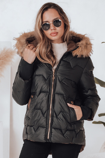 Damen Winterjacke SNOWMISS gesteppt schwarz mit Kapuze Dstreet TY4999