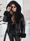 Damen Winterjacke Leder Ramoneskin mit Fell schwarz Dstreet TY5119