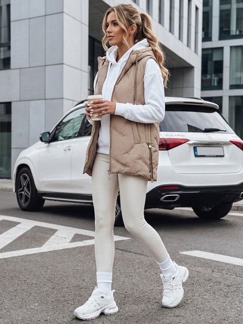 Steppweste mit Kapuze für Damen in camel Dstreet TY5107