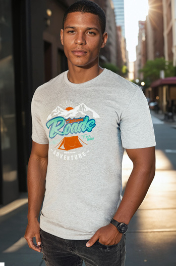 Bedrucktes graues Herren-T-Shirt Dstreet RX5401