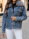 Damen FURDENIM Jeansjacke mit Fell hellblau Dstreet TY4755z