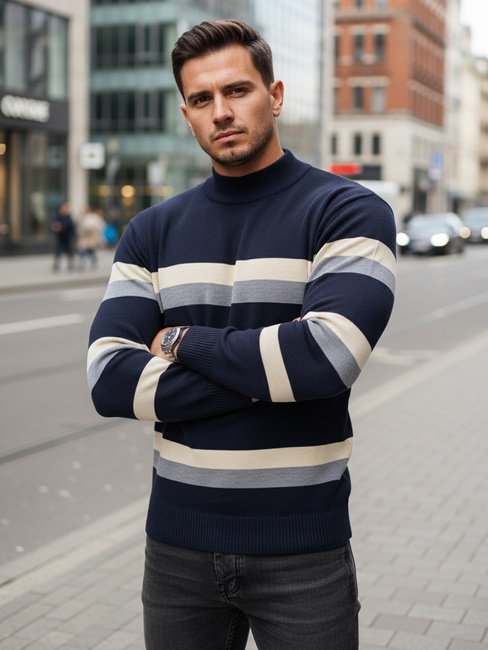 Herren Gestreifte Pullover Farbe Dunkelblau DSTREET WX2126