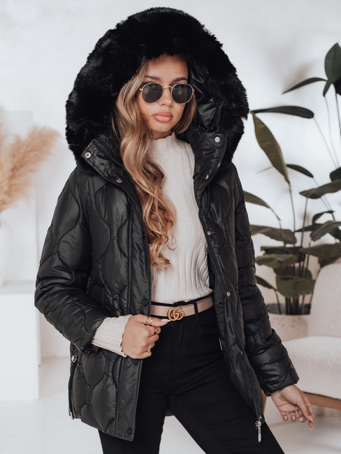 Damen Winterjacke LUMORE gesteppt mit Kapuze schwarz Dstreet TY5016