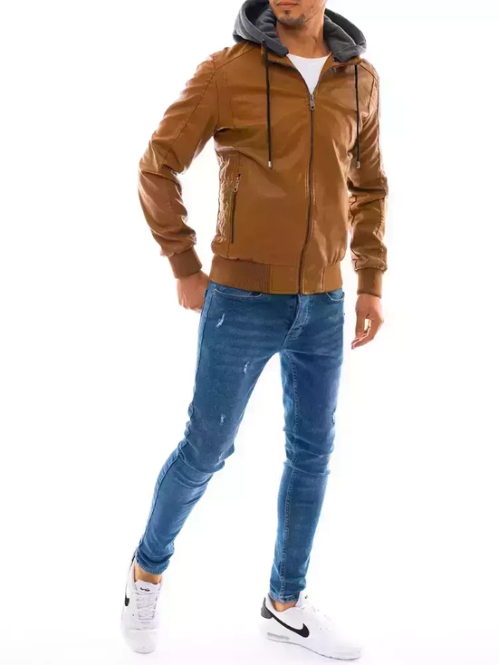 Herren Kunstlederjacke Khaki Dstreet TX3765