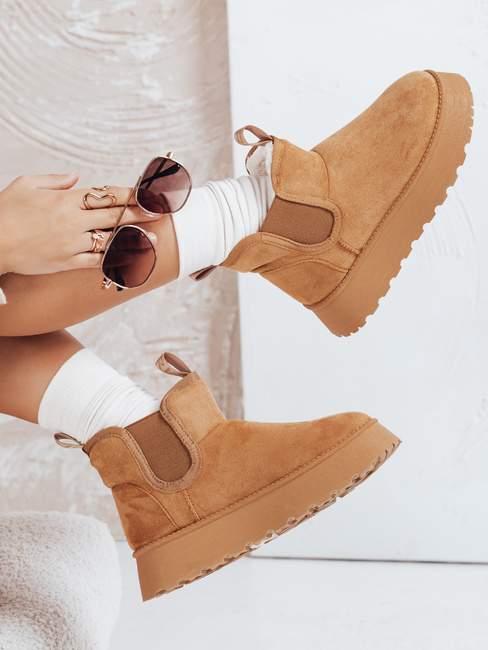 Damen Plateau-Schneestiefel Wildleder camel Dstreet ZY1182