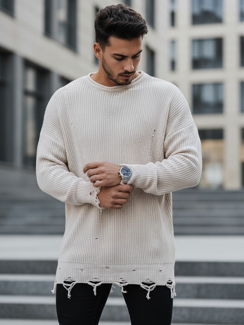 Herren Winterpullover Farbe Beige DSTREET WX1965