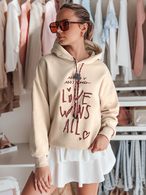 Damen-Kapuzenpullover LOVEWILL beige Dstreet BY1471