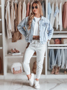 Damen Freizeithose mit Gürtel MADELINA hellgrau Dstreet UY2625