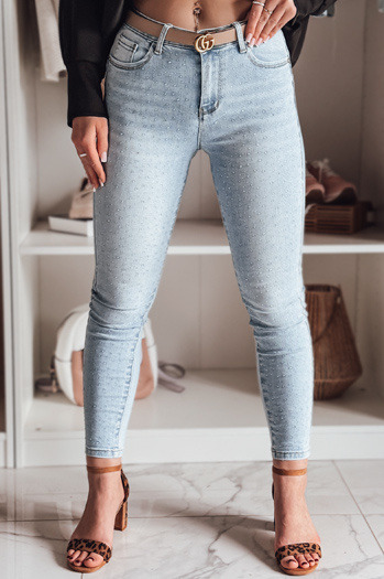 Damen Denim Skinny Hose mit GLAMSKIN Verzierung blau Dstreet UY2442
