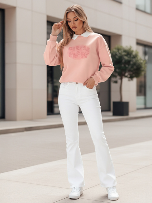 Damen Sweatshirt in Übergröße bedruckt HAPIRES rosa Dstreet BY1486