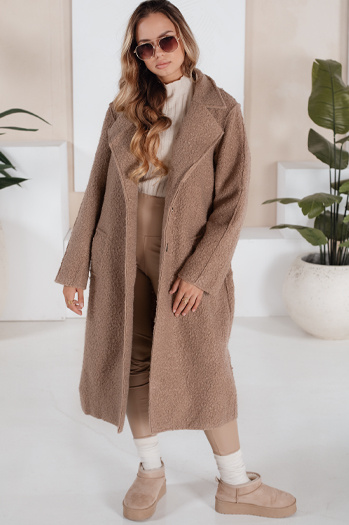Langer Schafsfellmantel für Damen beige Dstreet NY0753