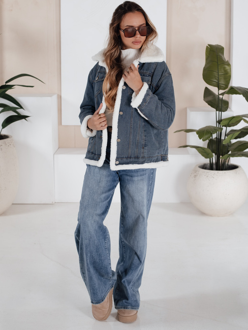 Damen Winter-Jeansjacke mit Schaffell blau Dstreet TY5172