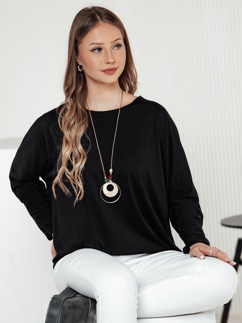 LOOSEFEMME Damen Oversize Bluse mit Anhänger mit schwarzer Dstreet RY2705