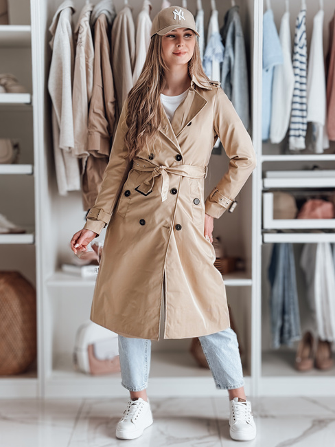 Langer Damenmantel mit Gürtel SLIMFOTA camel Dstreet NY0746