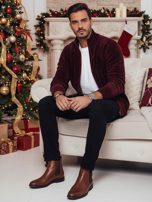 Herren Pullover ohne Knöpfe burgundy Dstreet WX2233z